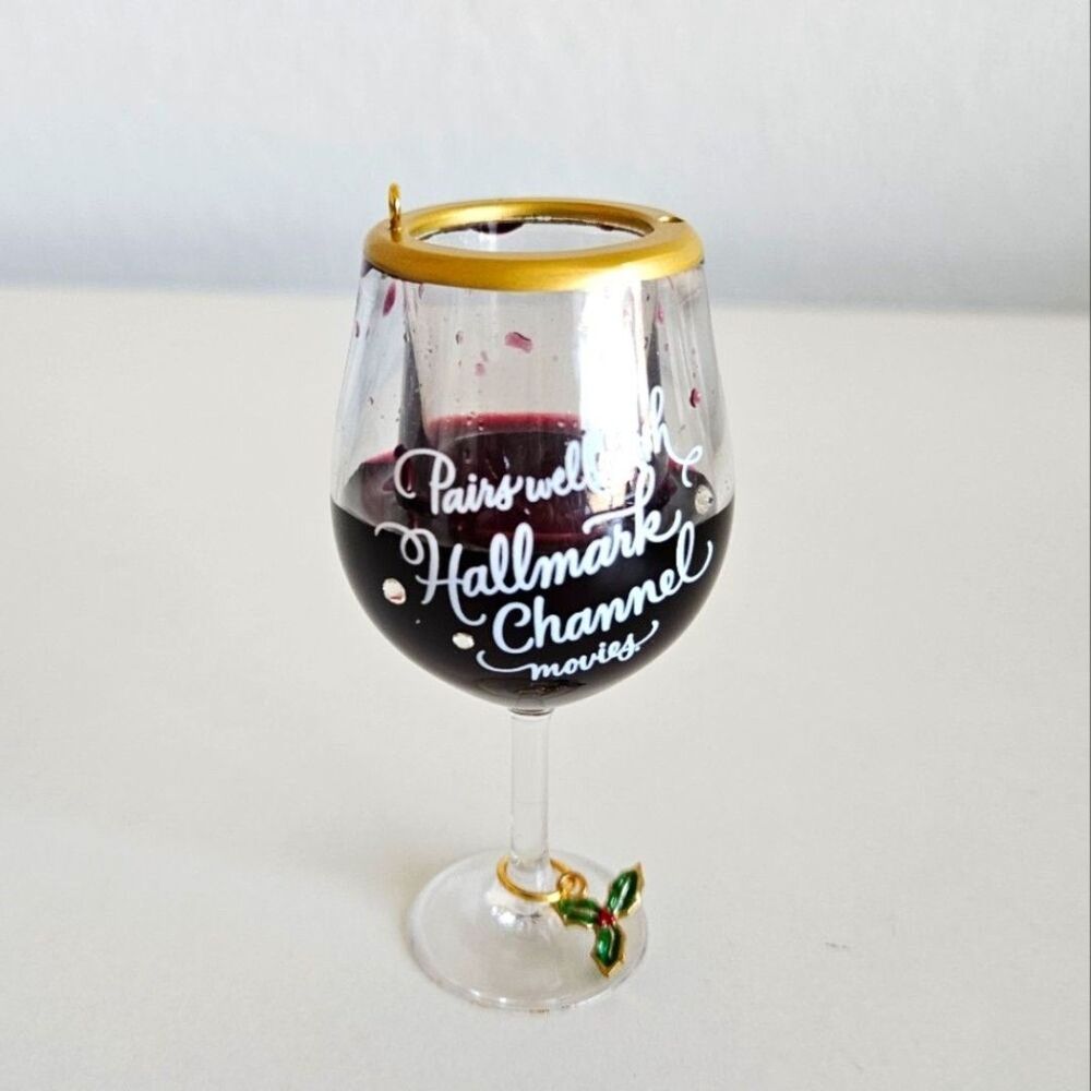 NWT Hallmark | 'Pairs Well With Hallmark Channel Movies' Christmas Ornament - Picture 2 of 6